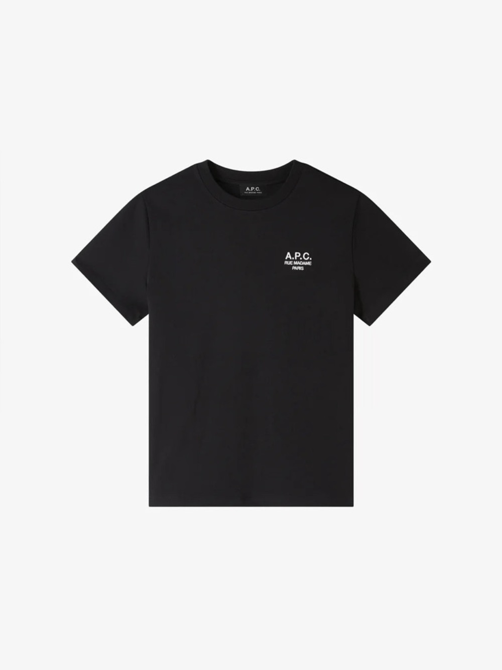 A.P.C. Men's Black Logo Crew Neck STANDARD RUE MADAME T-SHIRT